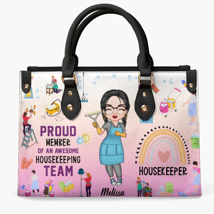 Personalized Leather Bag - Gift For EVS - Proud Member Of An Awesome Housekeeping Team ARND0014