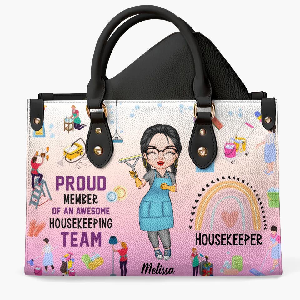 Personalized Leather Bag - Gift For EVS - Proud Member Of An Awesome Housekeeping Team ARND0014