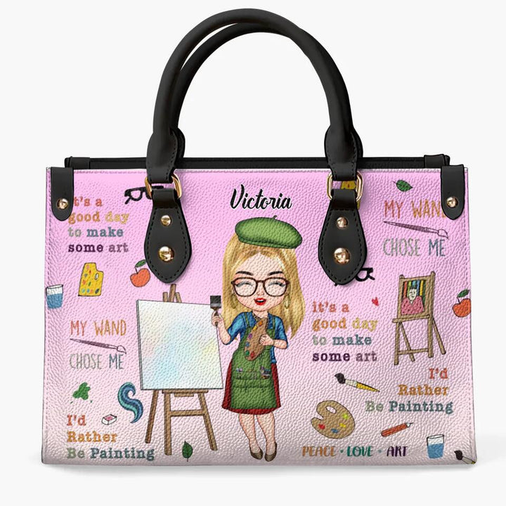Personalized Leather Bag - Gift For Artist - It's A Beautiful Day To Make Some Art