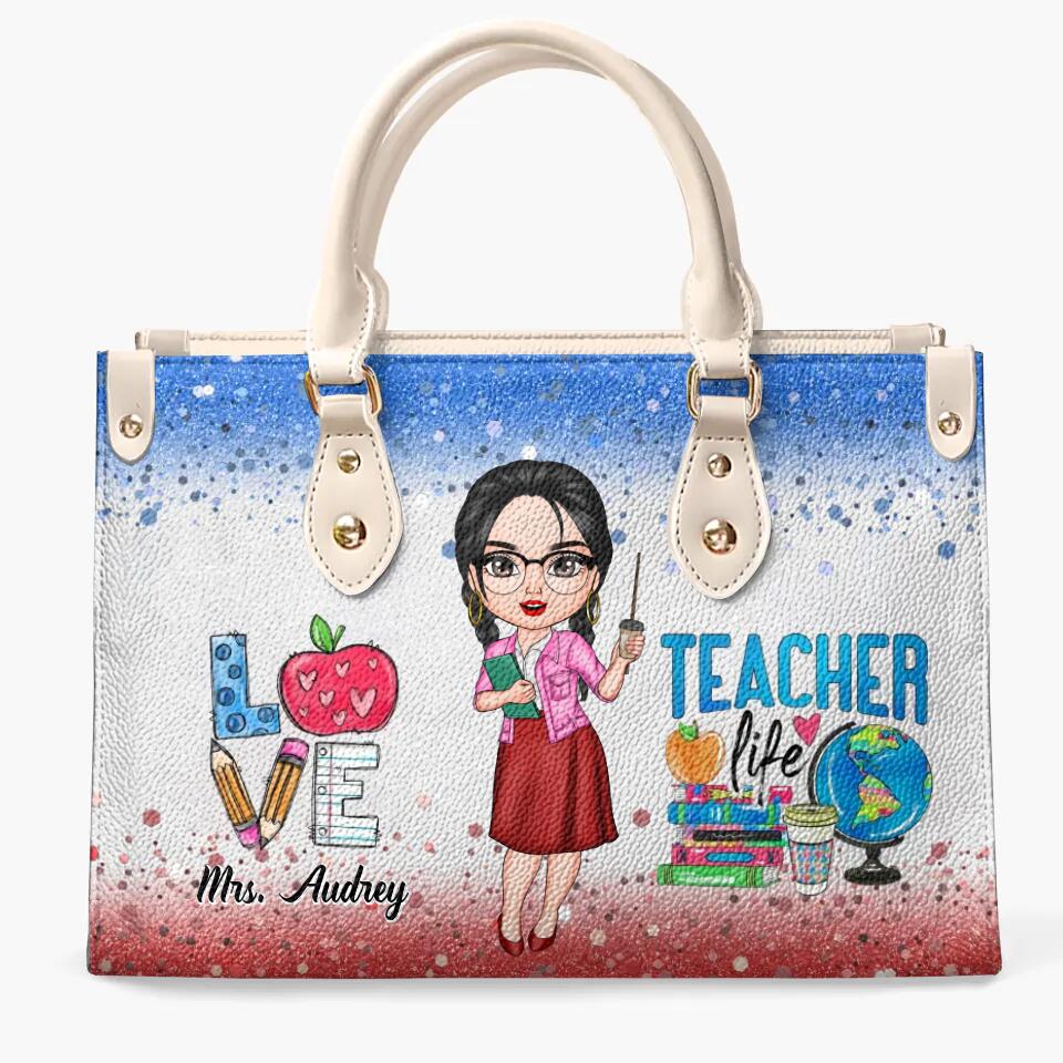 Personalized Leather Bag - Gift For Teacher - Love Teacher Life