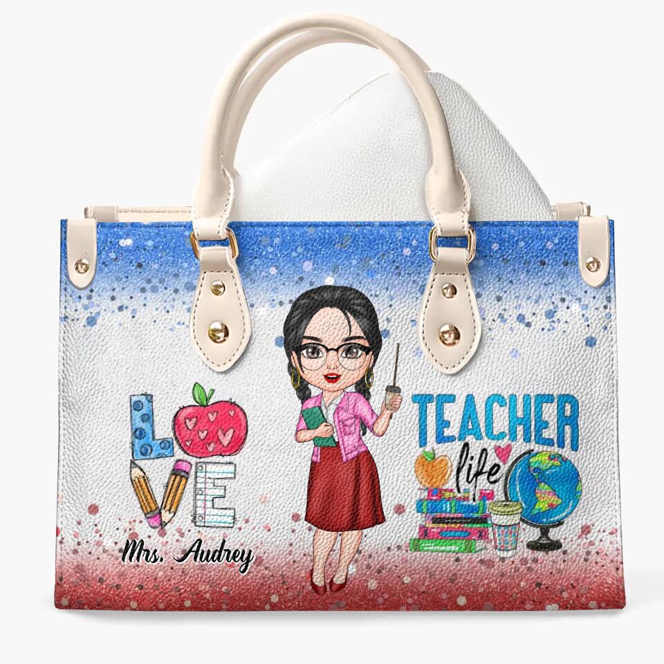 Personalized Leather Bag - Gift For Teacher - Love Teacher Life