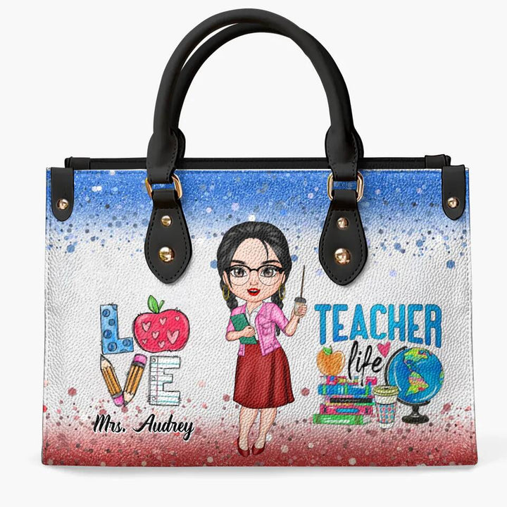 Personalized Leather Bag - Gift For Teacher - Love Teacher Life