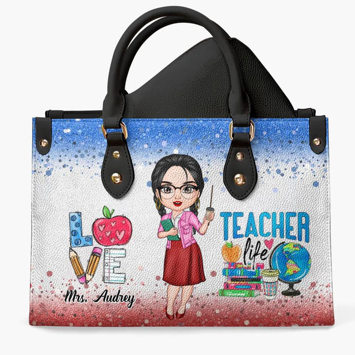 Personalized Leather Bag - Gift For Teacher - Love Teacher Life