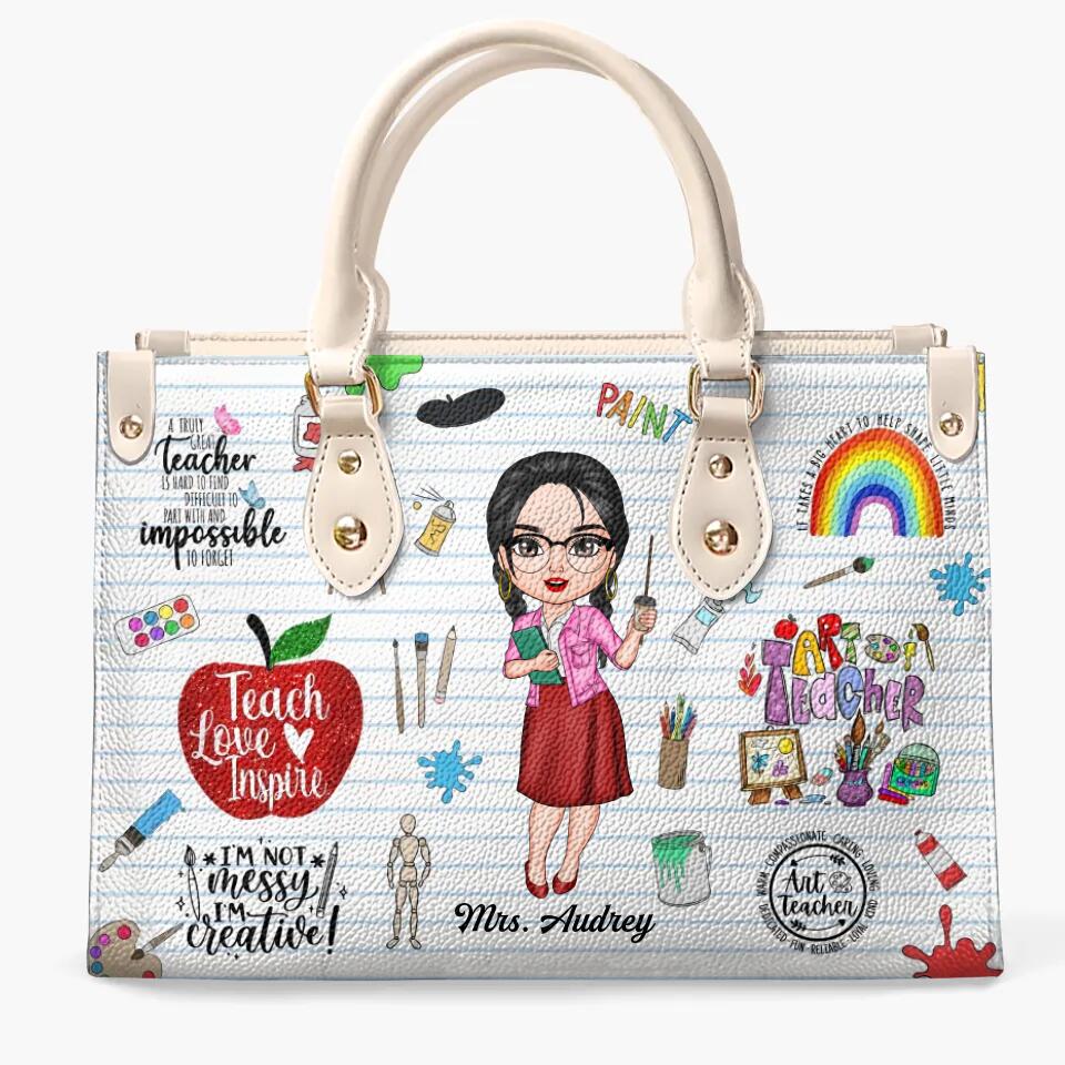 Personalized Leather Bag - Gift For Art Teacher - Proud Art Teacher