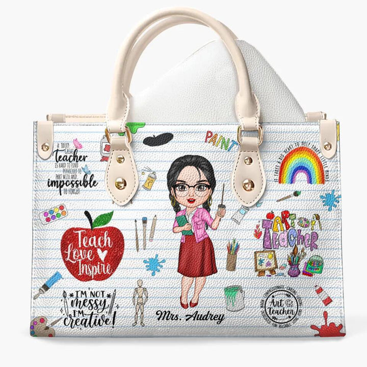Personalized Leather Bag - Gift For Art Teacher - Proud Art Teacher