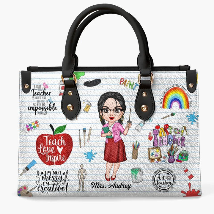 Personalized Leather Bag - Gift For Art Teacher - Proud Art Teacher