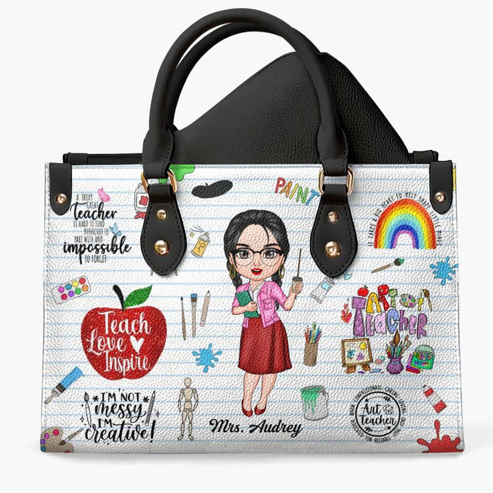Personalized Leather Bag - Gift For Art Teacher - Proud Art Teacher