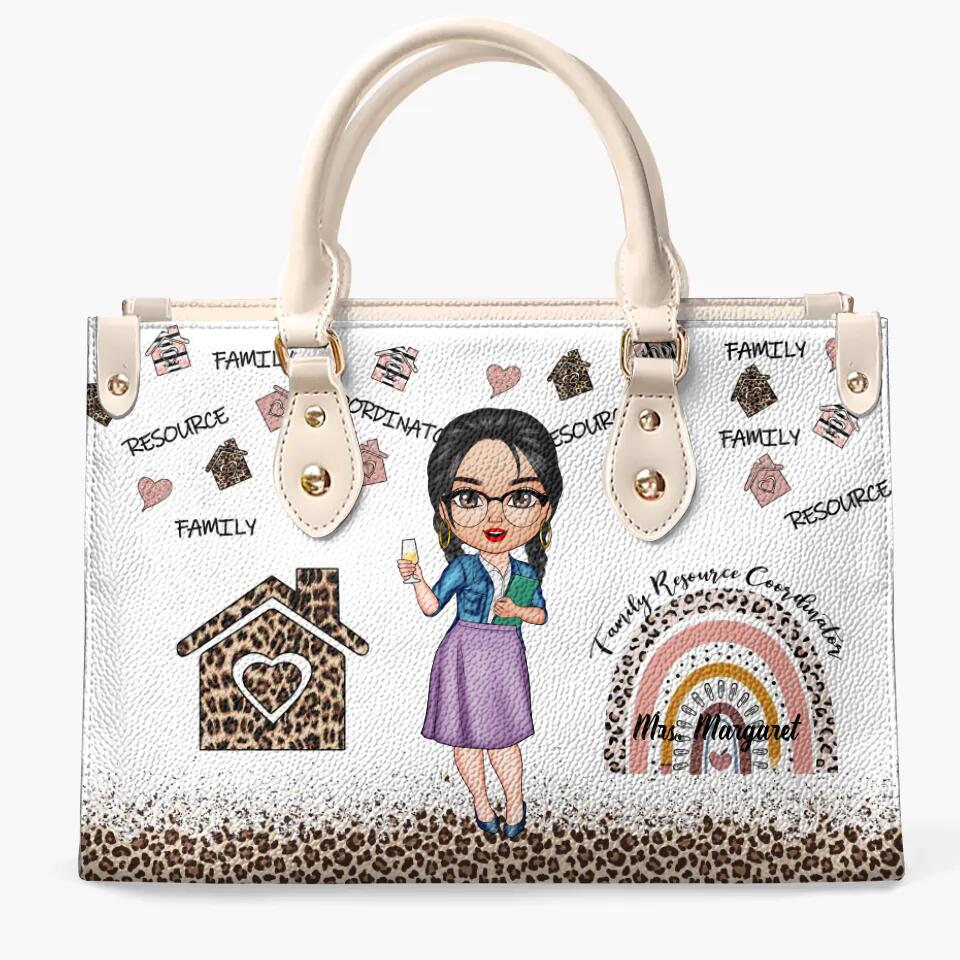 Personalized Leather Bag - Gift For Family Resource Coordinator - Love My Job
