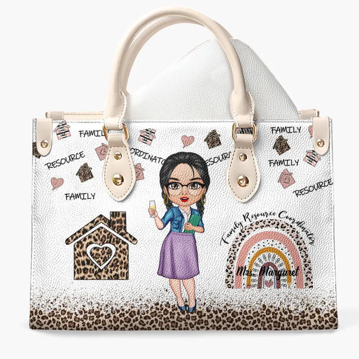 Personalized Leather Bag - Gift For Family Resource Coordinator - Love My Job