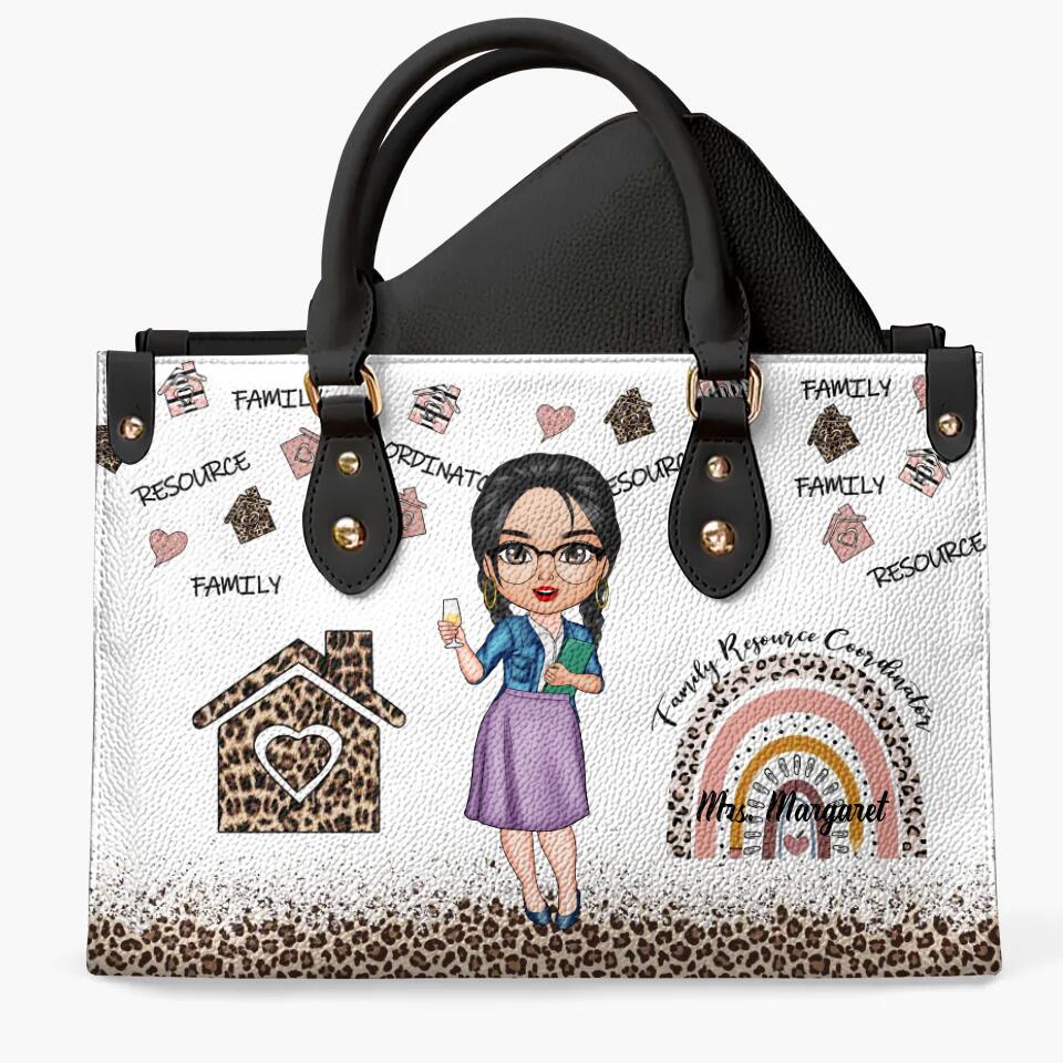Personalized Leather Bag - Gift For Family Resource Coordinator - Love My Job