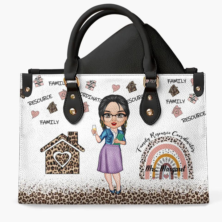 Personalized Leather Bag - Gift For Family Resource Coordinator - Love My Job