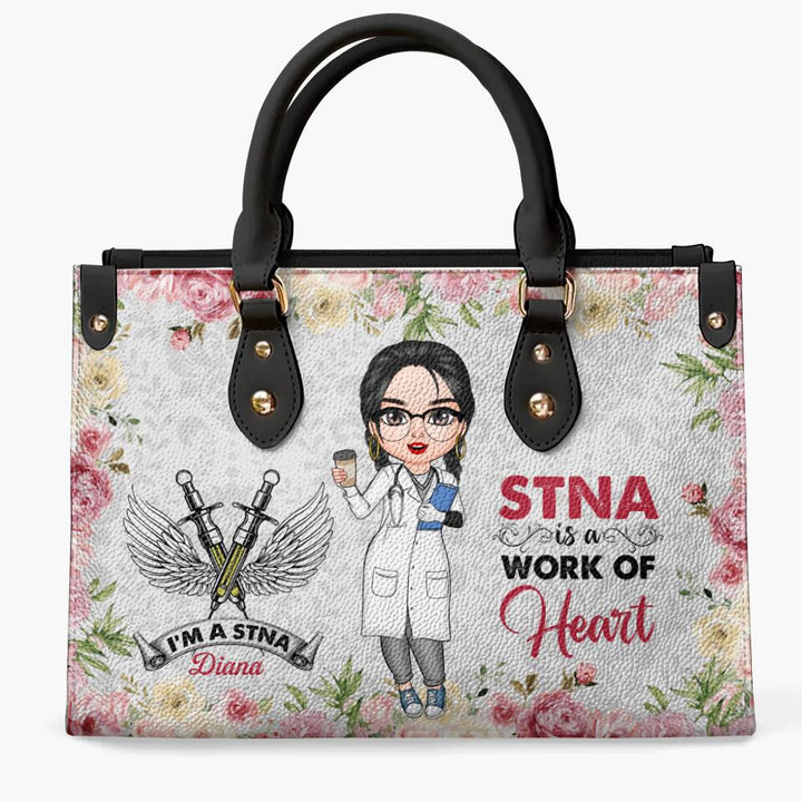 Personalized Leather Bag - Nurse's Day, Birthday Gift For Nurse - A Work Of Heart ARND018