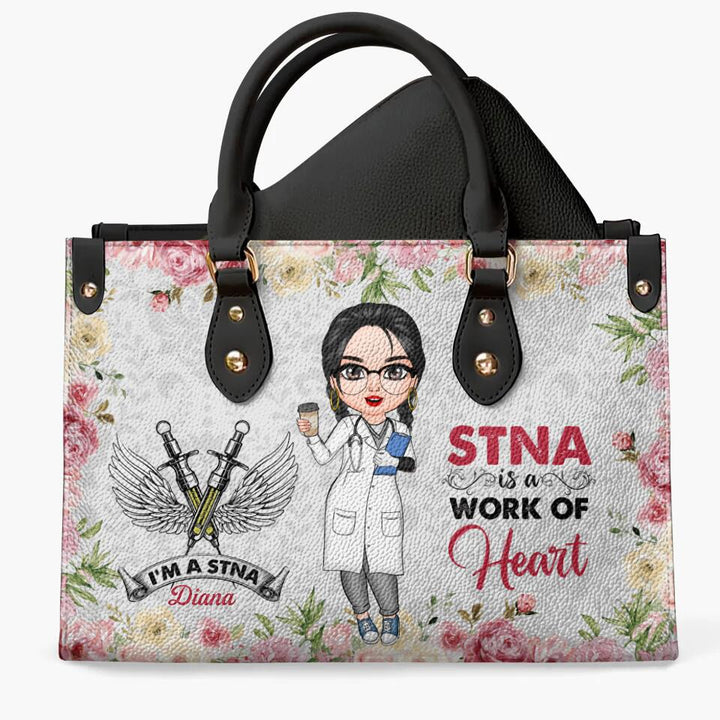 Personalized Leather Bag - Nurse's Day, Birthday Gift For Nurse - A Work Of Heart ARND018