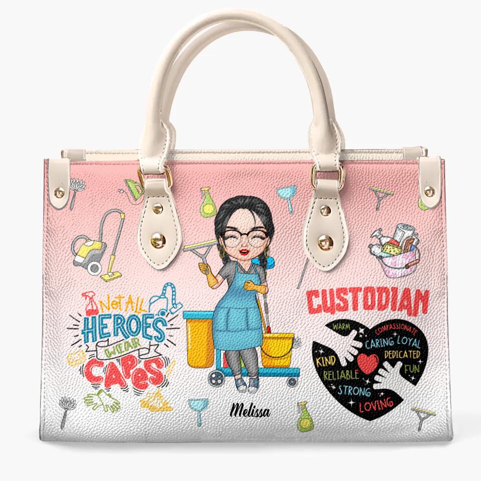 Personalized Leather Bag - Gift For Custodian - Not All Heroes Wear Capes