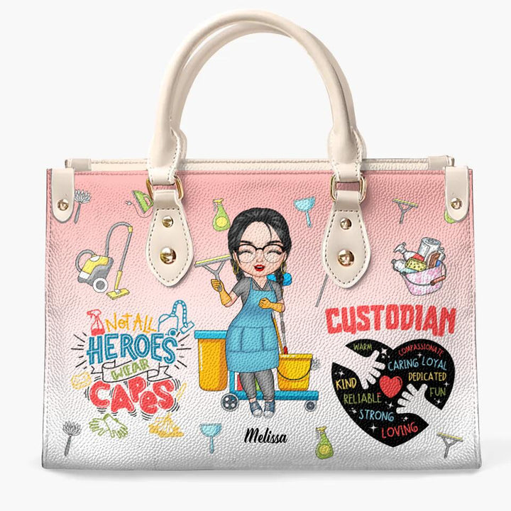 Personalized Leather Bag - Gift For Custodian - Not All Heroes Wear Capes