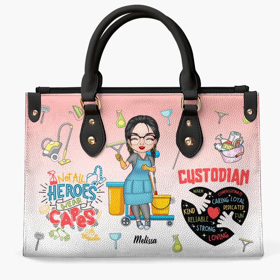 Personalized Leather Bag - Gift For Custodian - Not All Heroes Wear Capes