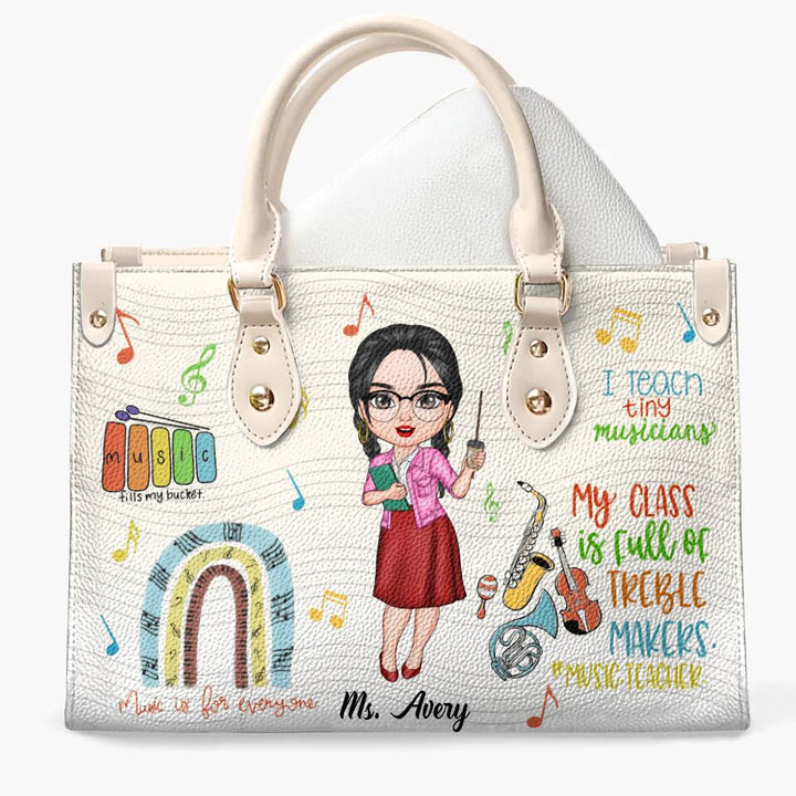 Personalized Leather Bag - Gift For Music Teacher - I Teach Tiny Musicians