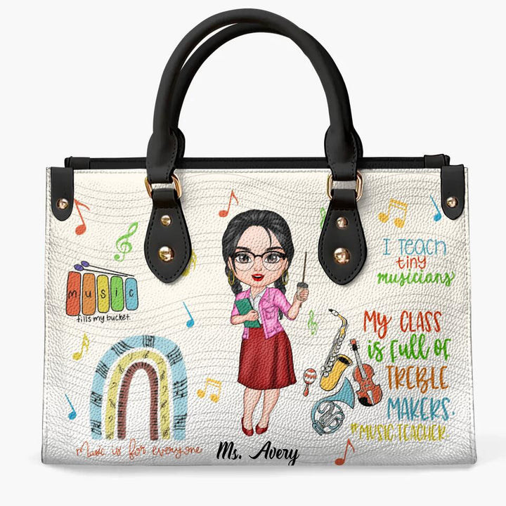 Personalized Leather Bag - Gift For Music Teacher - I Teach Tiny Musicians