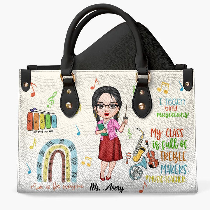 Personalized Leather Bag - Gift For Music Teacher - I Teach Tiny Musicians