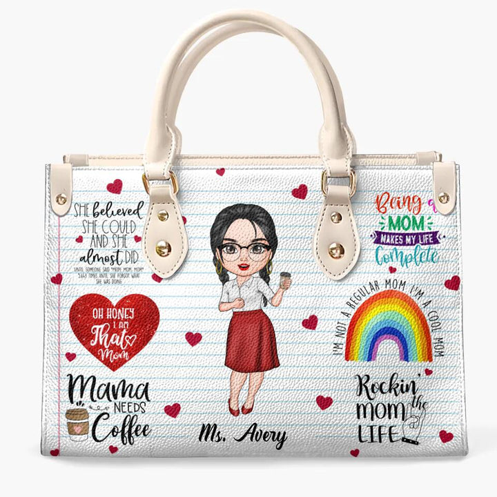 Personalized Leather Bag - Gift For Mom - Being A Mom Makes My Life Complete