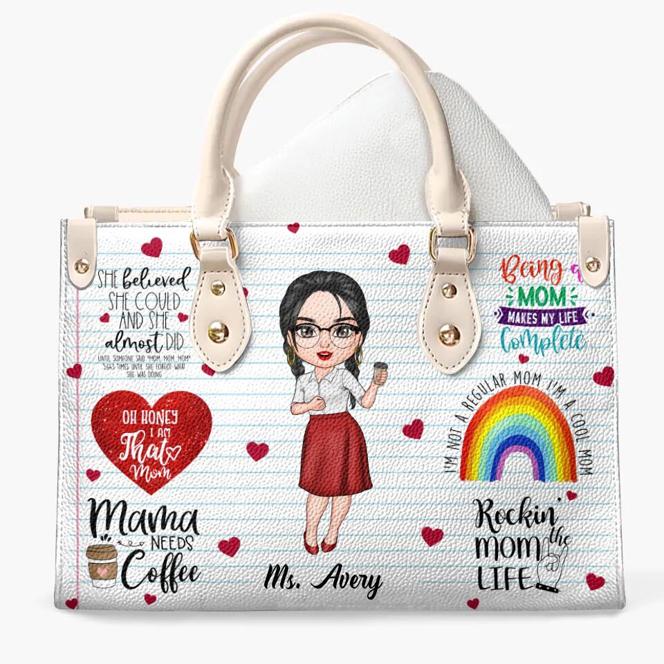 Personalized Leather Bag - Gift For Mom - Being A Mom Makes My Life Complete