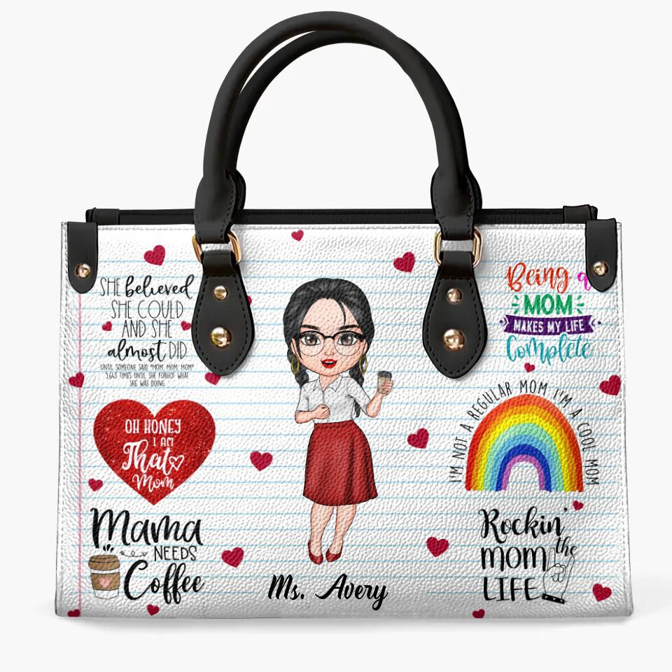 Personalized Leather Bag - Gift For Mom - Being A Mom Makes My Life Complete