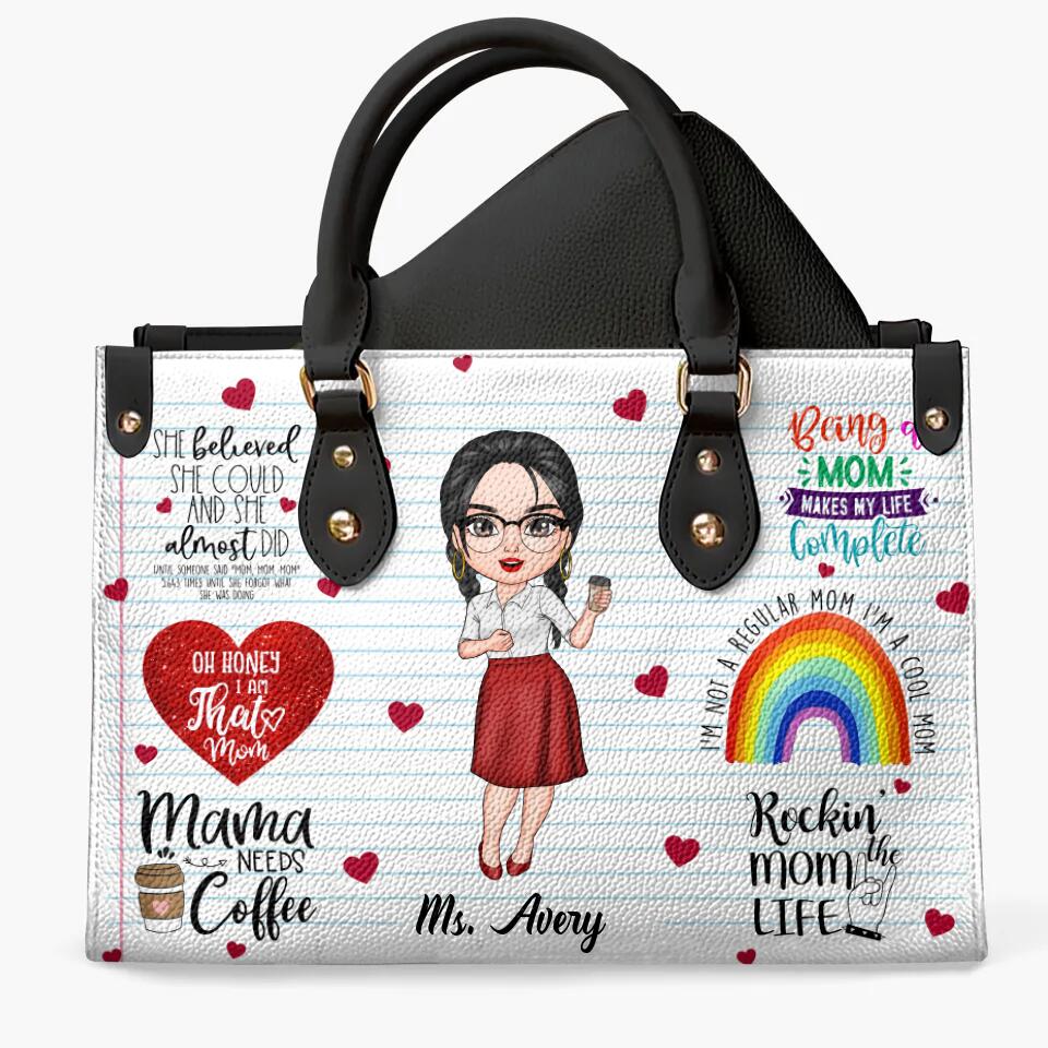 Personalized Leather Bag - Gift For Mom - Being A Mom Makes My Life Complete