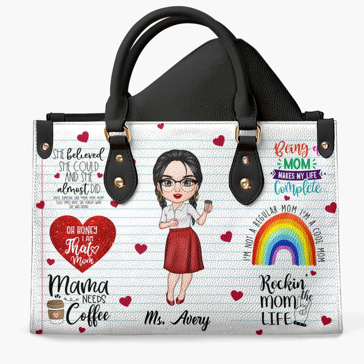 Personalized Leather Bag - Gift For Mom - Being A Mom Makes My Life Complete