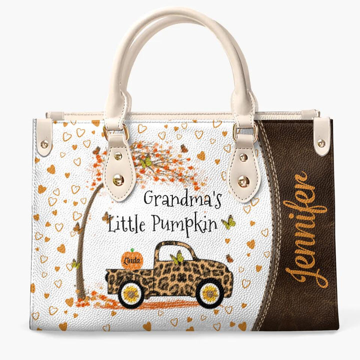 Personalized Leather Bag - Gift For Grandma - Grandma's Little Pumpkins