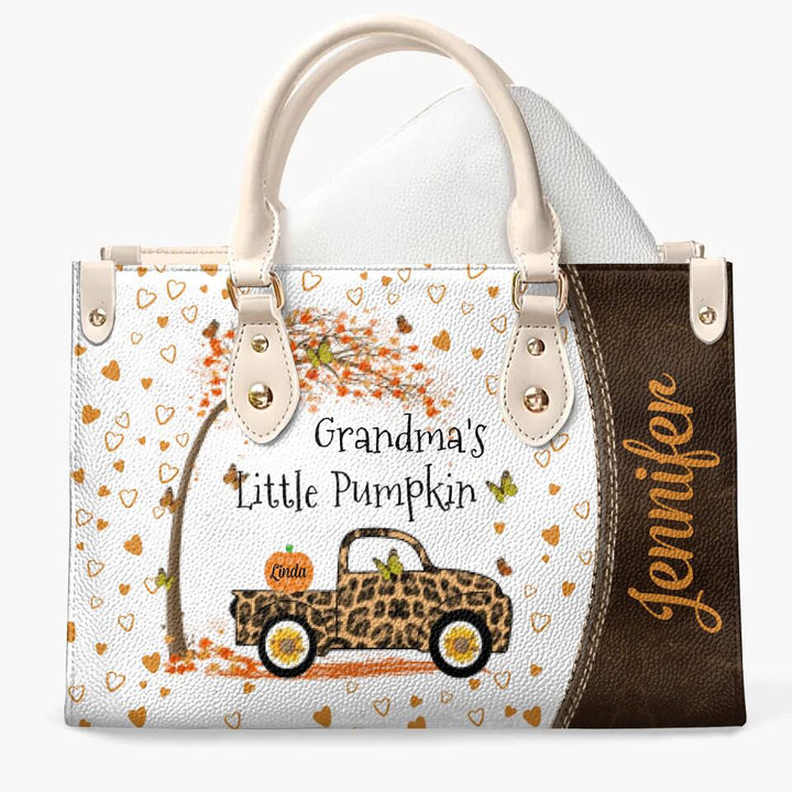 Personalized Leather Bag - Gift For Grandma - Grandma's Little Pumpkins