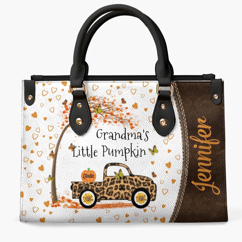 Personalized Leather Bag - Gift For Grandma - Grandma's Little Pumpkins