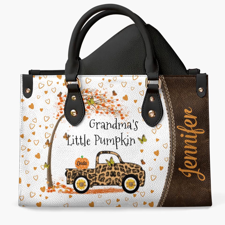 Personalized Leather Bag - Gift For Grandma - Grandma's Little Pumpkins