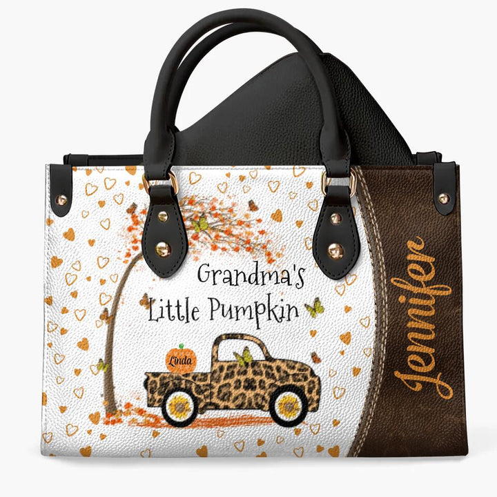 Personalized Leather Bag - Gift For Grandma - Grandma's Little Pumpkins