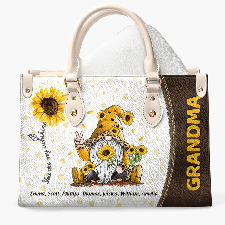 Personalized Leather Bag - Gift For Grandma - You Are My Sunshine Granma Sunflower ARND0014