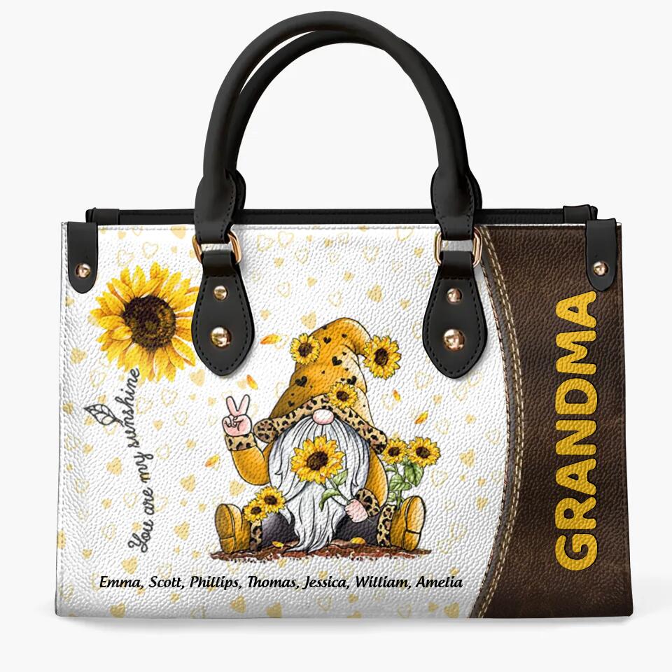 Personalized Leather Bag - Gift For Grandma - You Are My Sunshine Granma Sunflower ARND0014