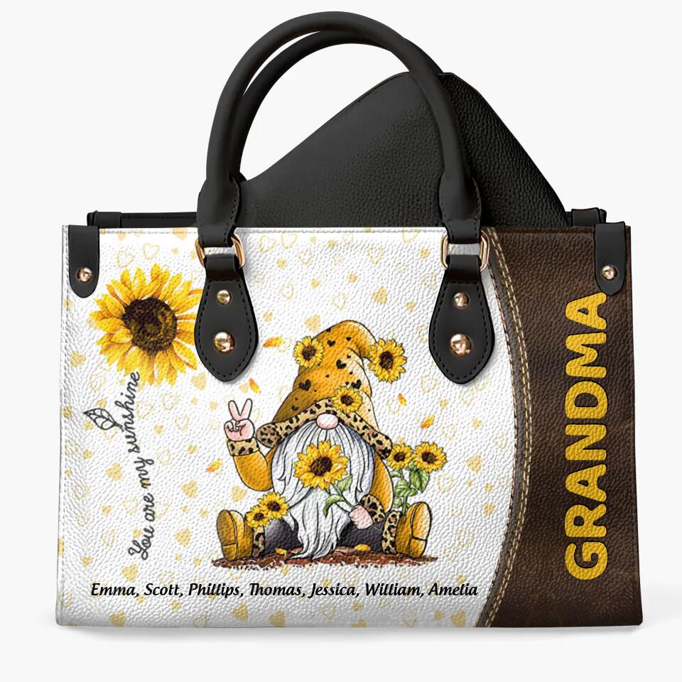 Personalized Leather Bag - Gift For Grandma - You Are My Sunshine Granma Sunflower ARND0014