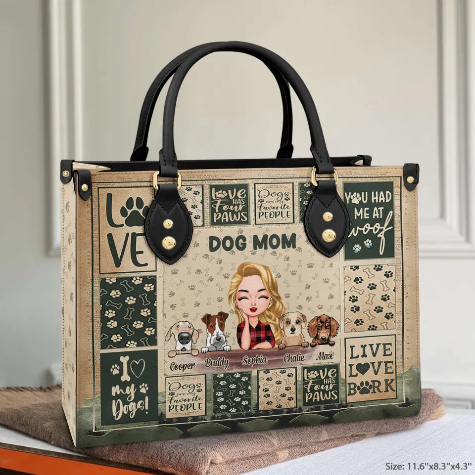 Personalized Leather Bag - Gift For Dog Lover - I Love My Dogs ARND037