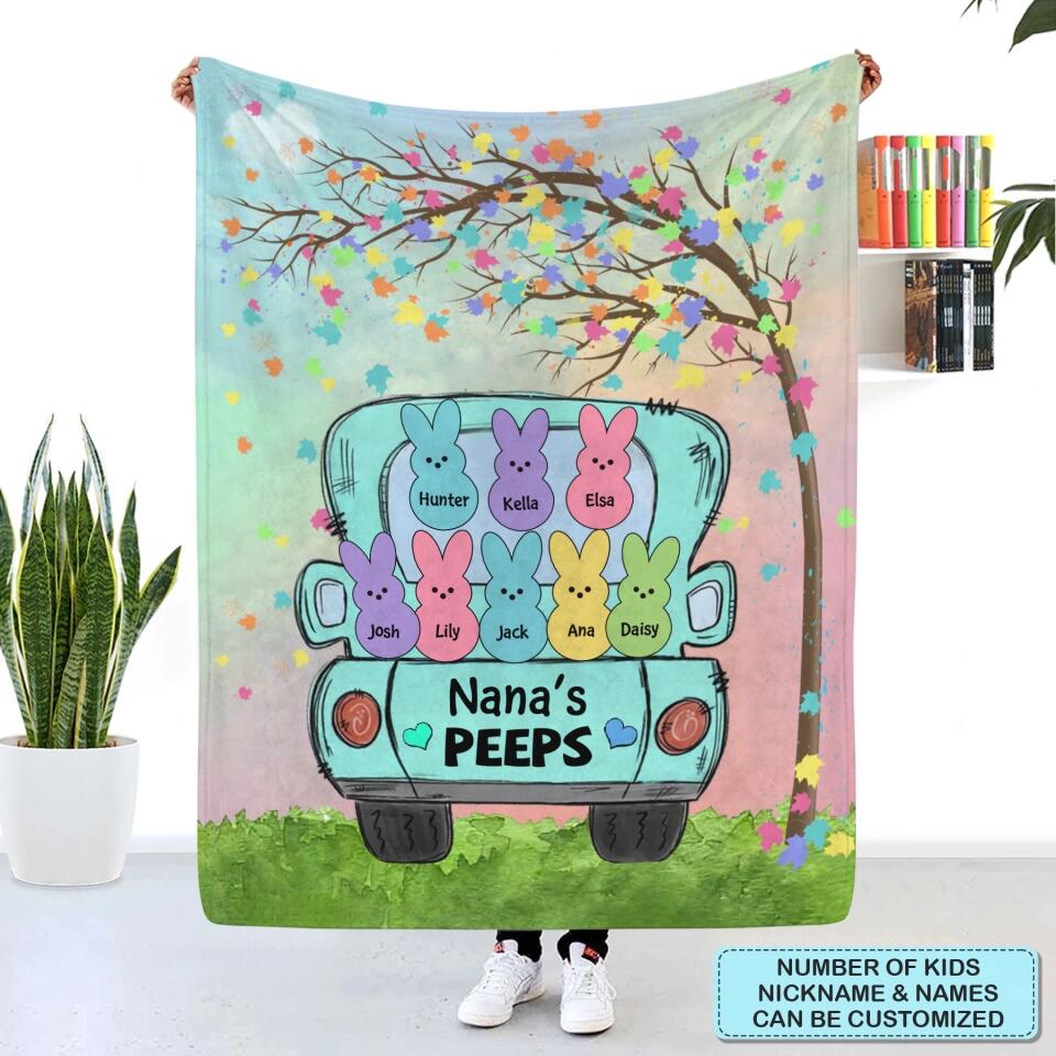 Nana's Peeps - Personalized Blanket - Easter Gift For Grandma