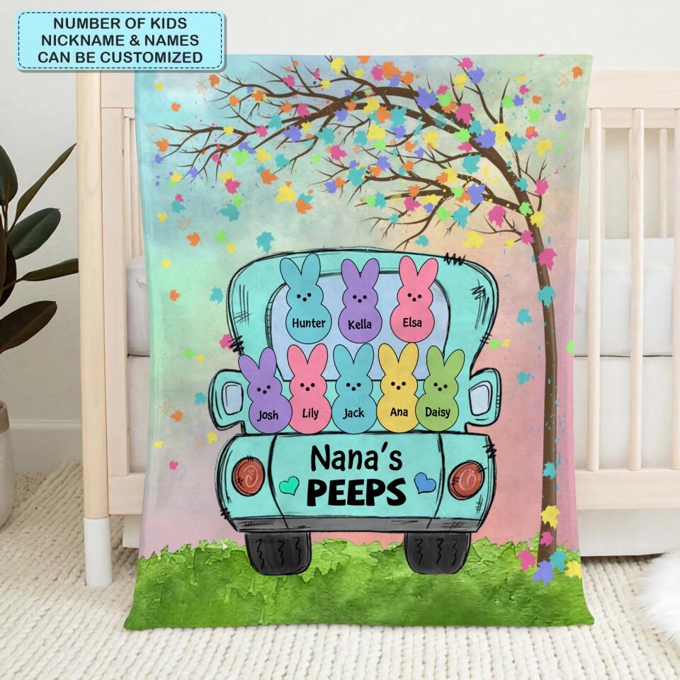 Nana's Peeps - Personalized Blanket - Easter Gift For Grandma
