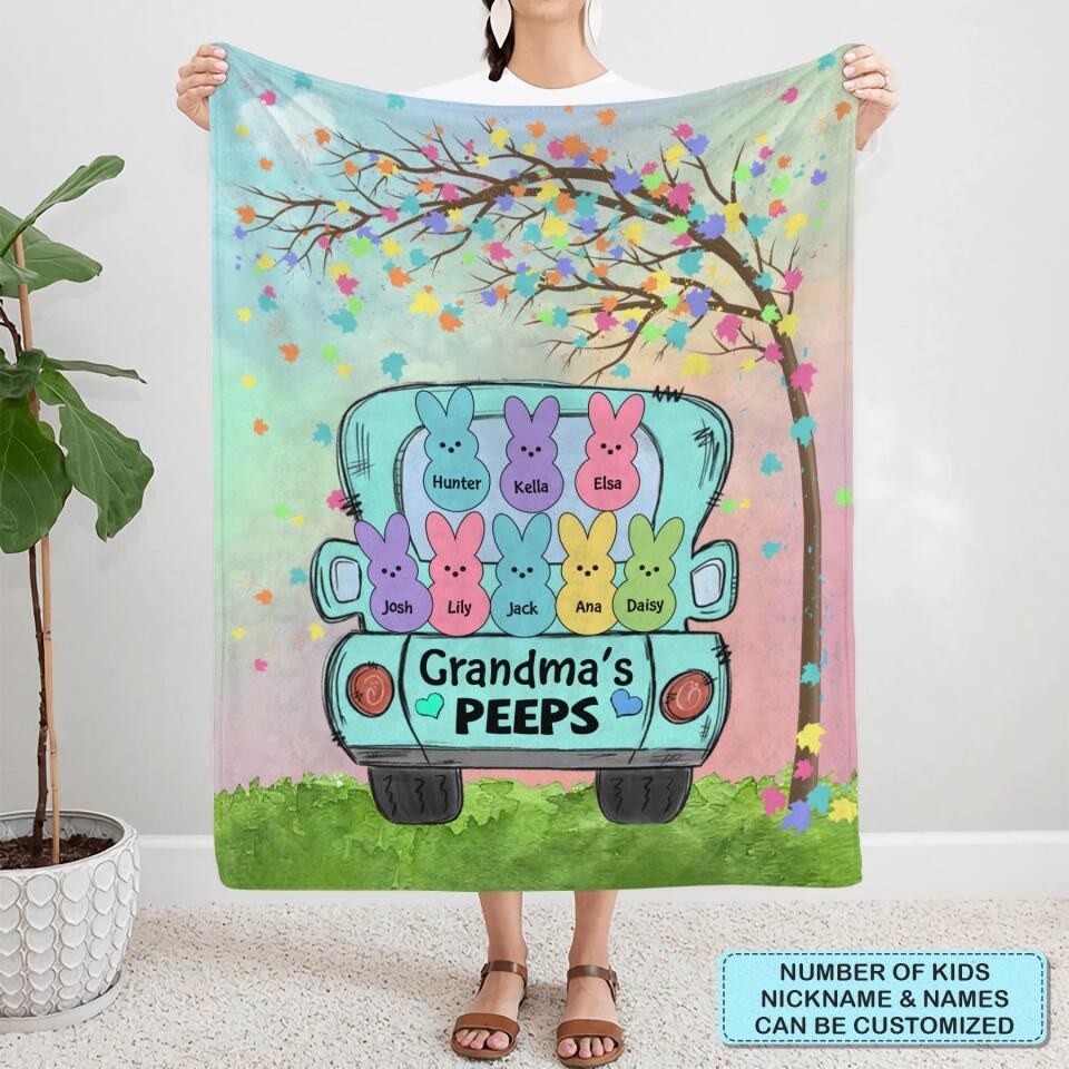 Nana's Peeps - Personalized Blanket - Easter Gift For Grandma