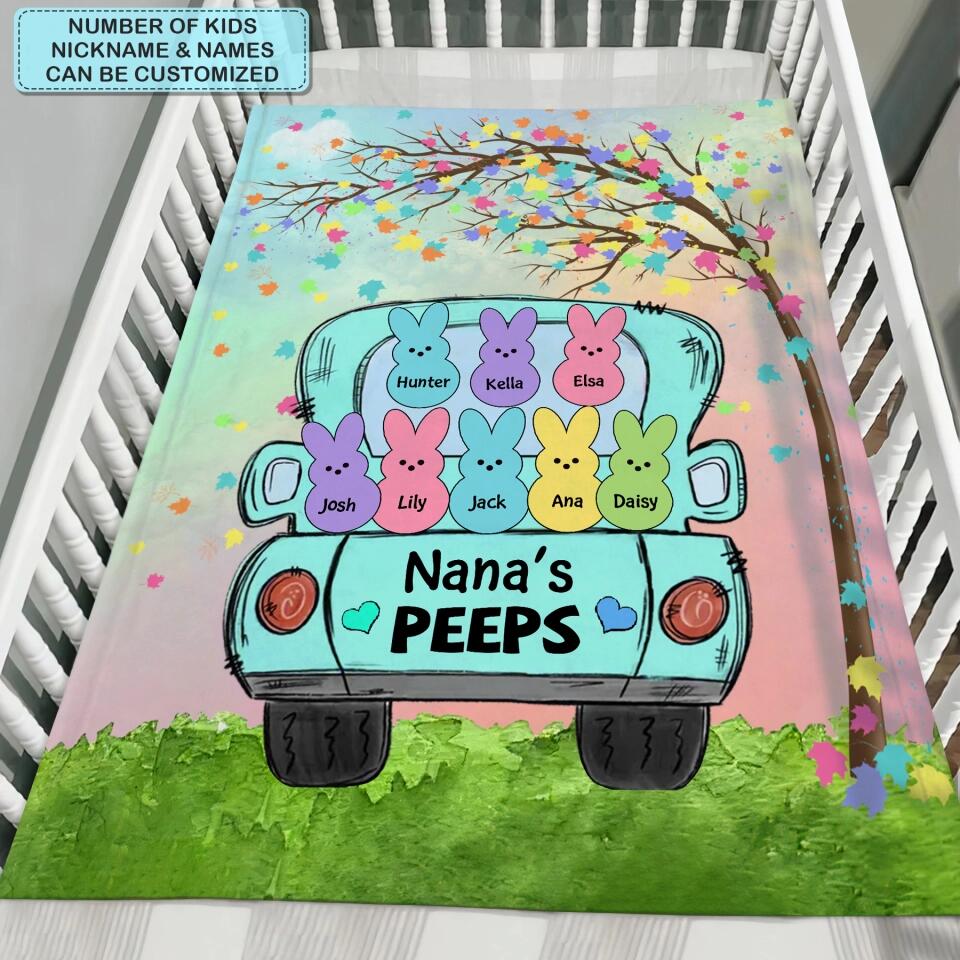 Nana's Peeps - Personalized Blanket - Easter Gift For Grandma