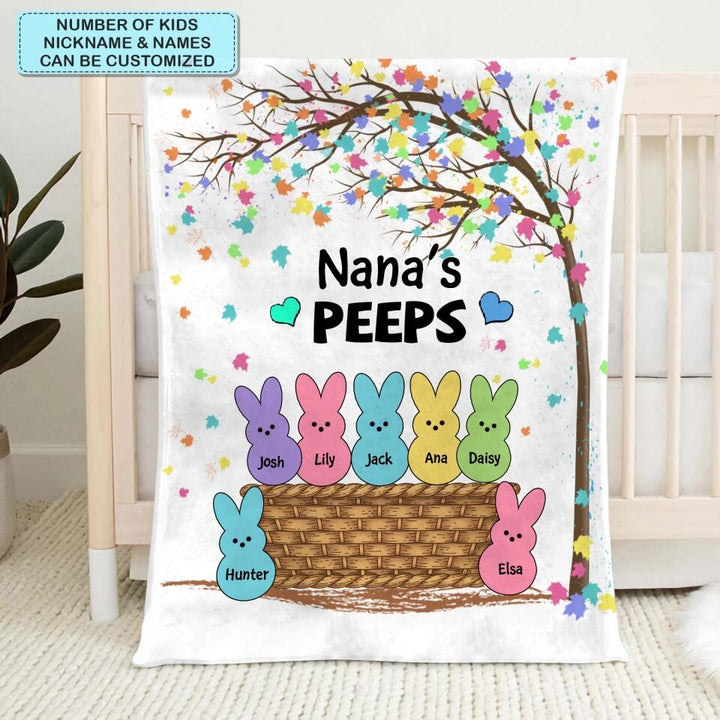 Grandma's Peeps - Personalized Blanket - Easter Gift For Mom & Grandma