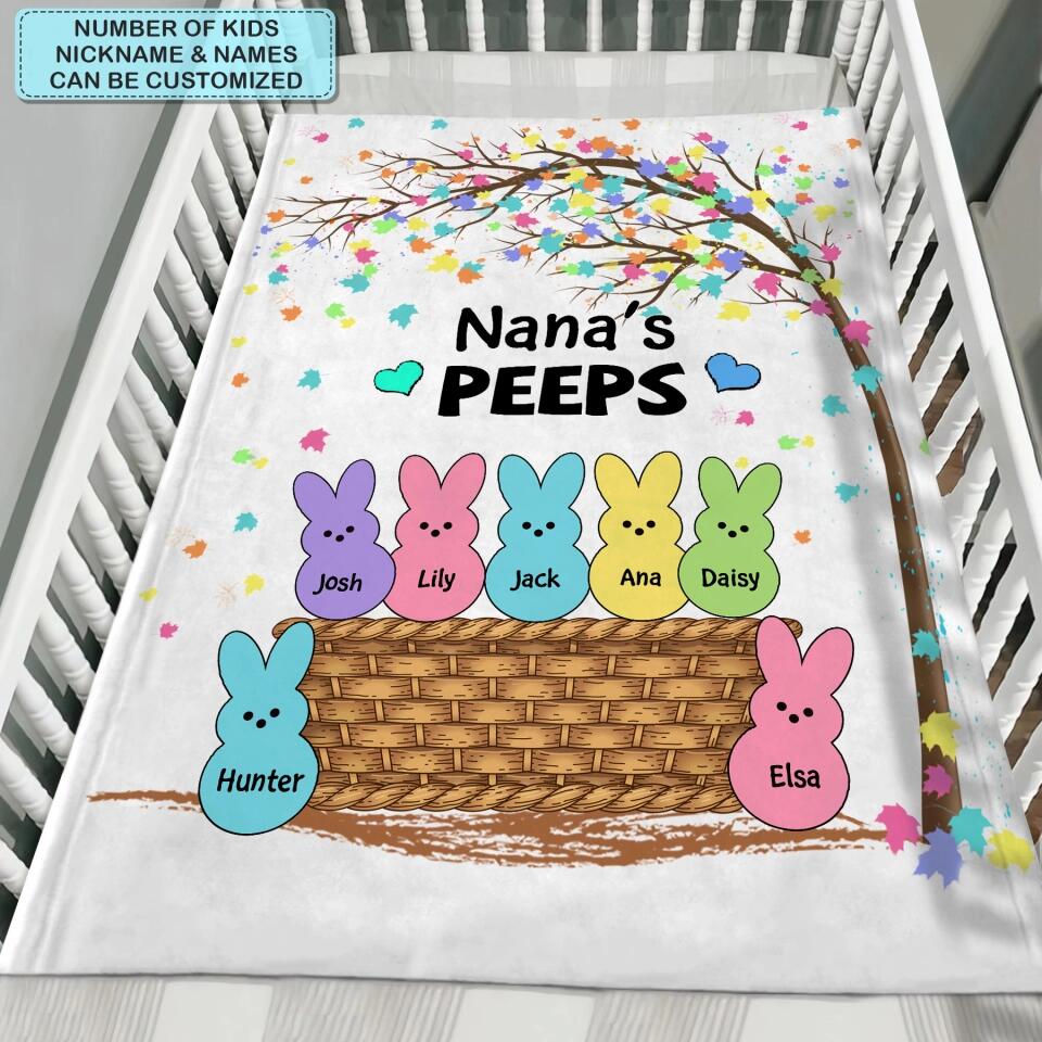 Grandma's Peeps - Personalized Blanket - Easter Gift For Mom & Grandma