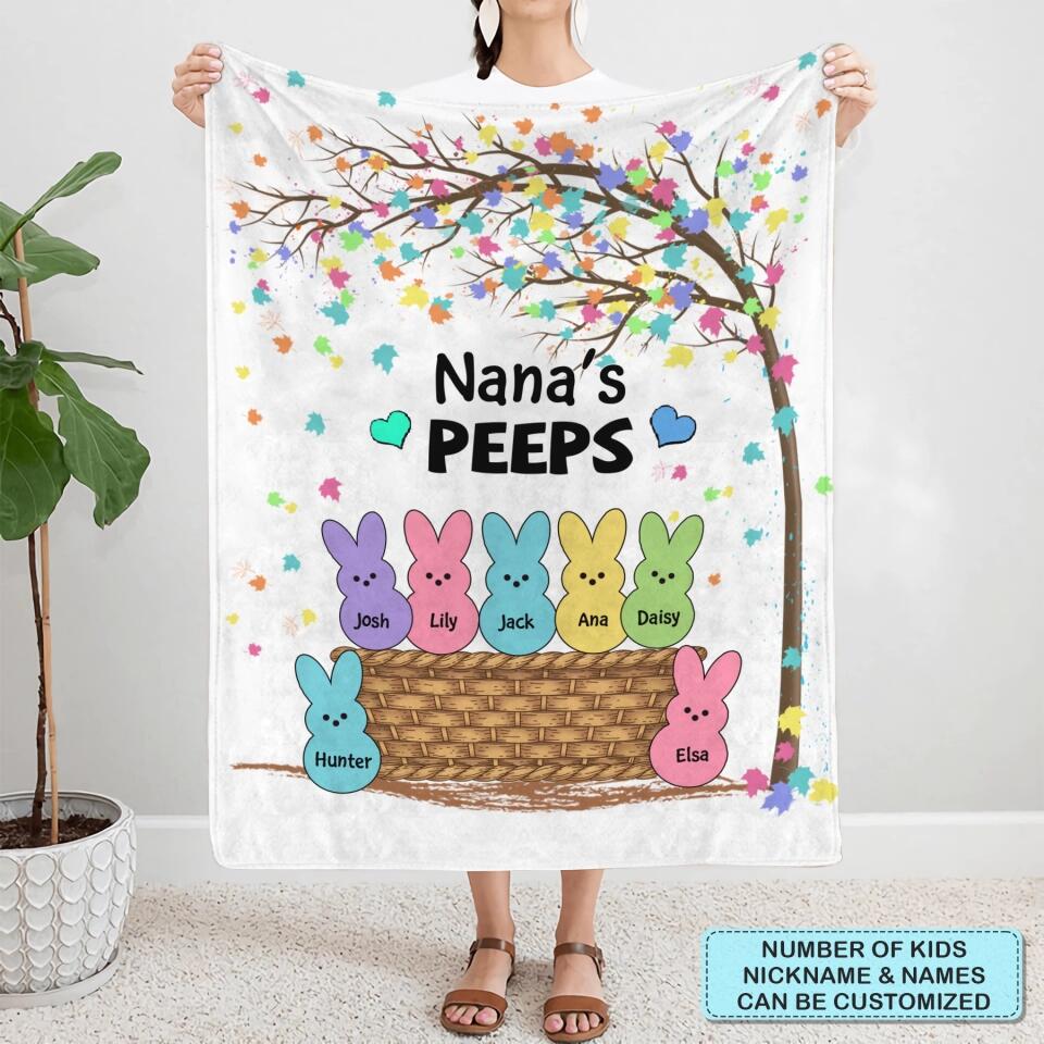 Grandma's Peeps - Personalized Blanket - Easter Gift For Mom & Grandma