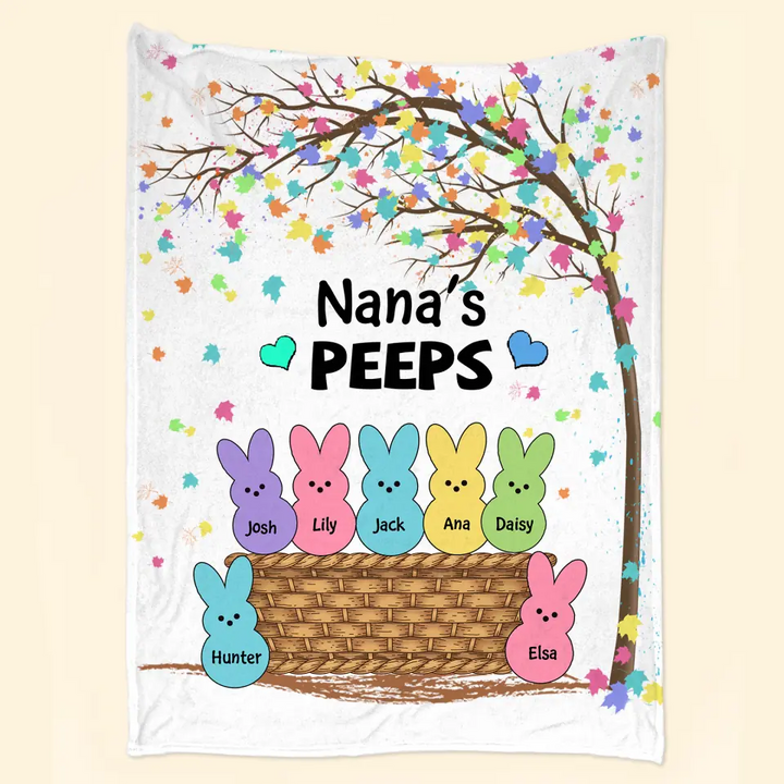 Grandma's Peeps - Personalized Blanket - Easter Gift For Mom & Grandma