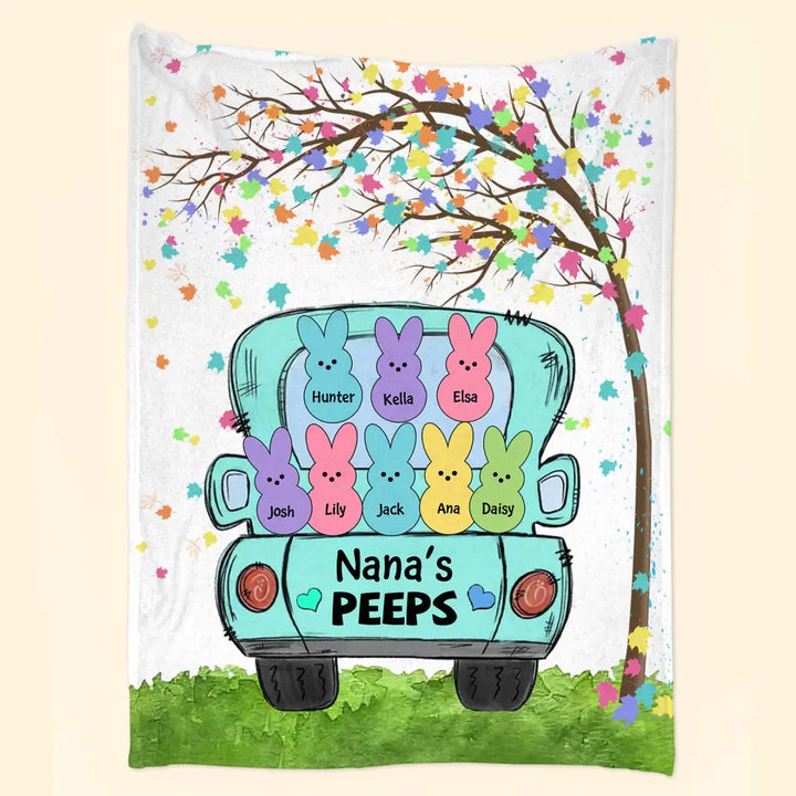 Nana's Peeps - Personalized Blanket - Easter Gift For Grandma