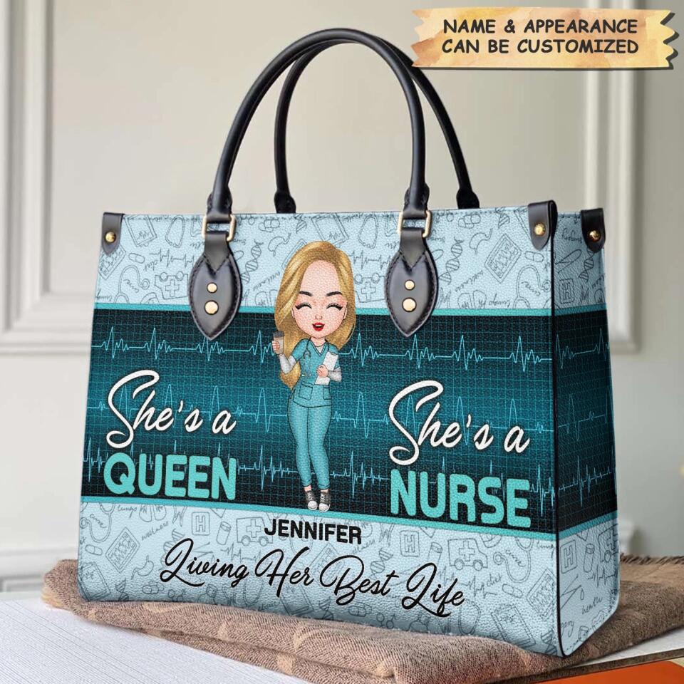 Personalized Leather Bag - Gift For Nurse - Living Her Best Life ARND018