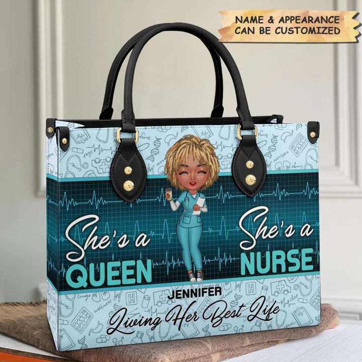Personalized Leather Bag - Gift For Nurse - Living Her Best Life ARND018