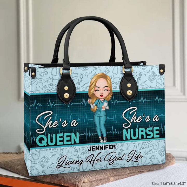 Personalized Leather Bag - Gift For Nurse - Living Her Best Life ARND018