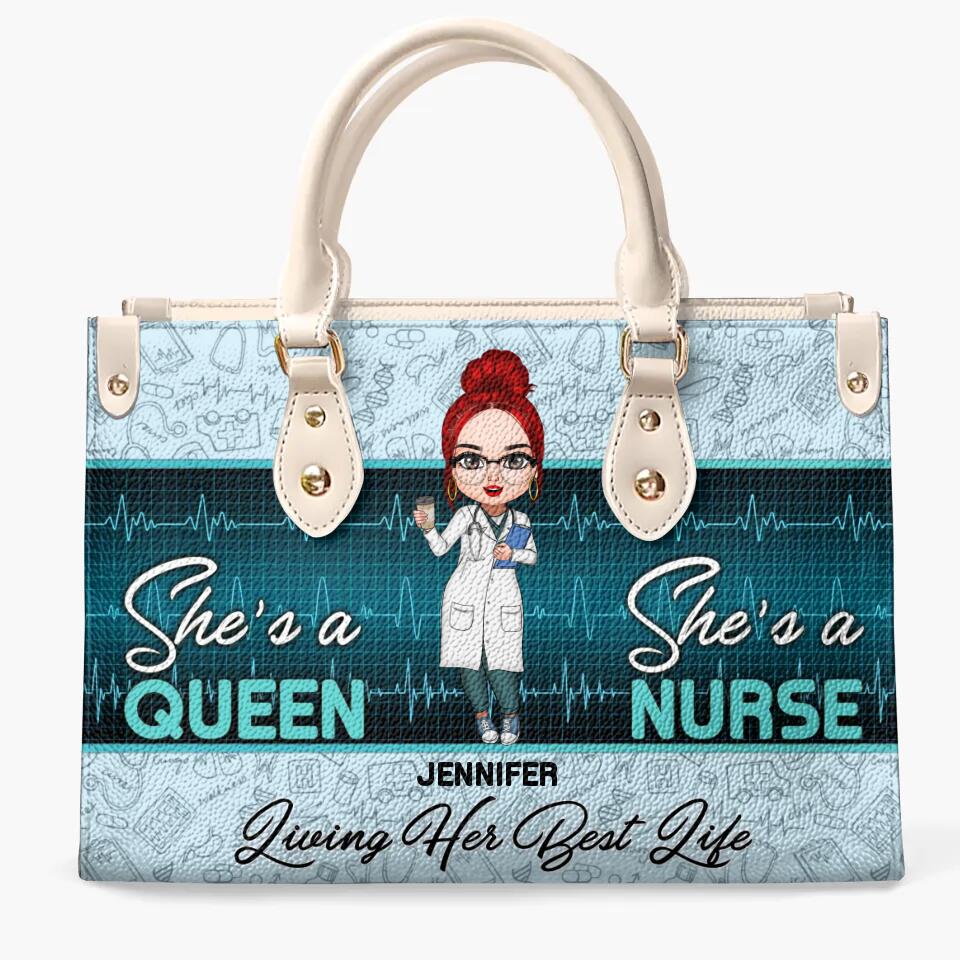 Personalized Leather Bag - Gift For Nurse - Living Her Best Life ARND018